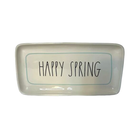 Rae Dunn by Magenta Happy Spring Serving Platter 7" by 14" - Picture 1 of 4